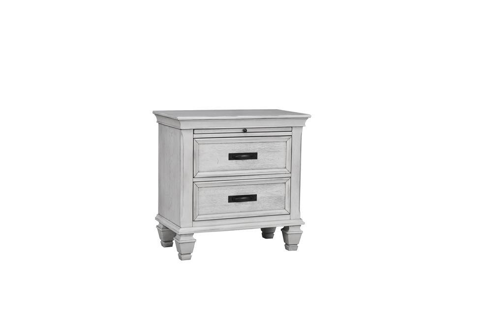 Franco 2-Drawer Nightstand antique white front view