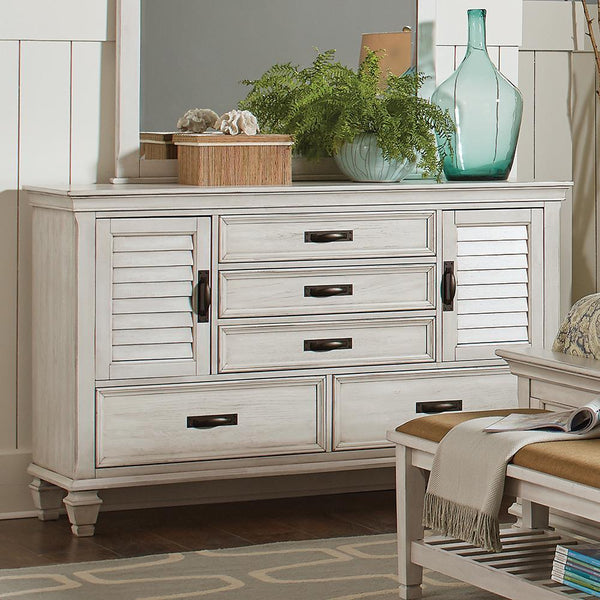 Franco 5-Drawer Dresser Antique White front view