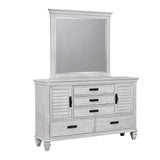 Franco 5-Drawer Dresser Antique White hardware detail