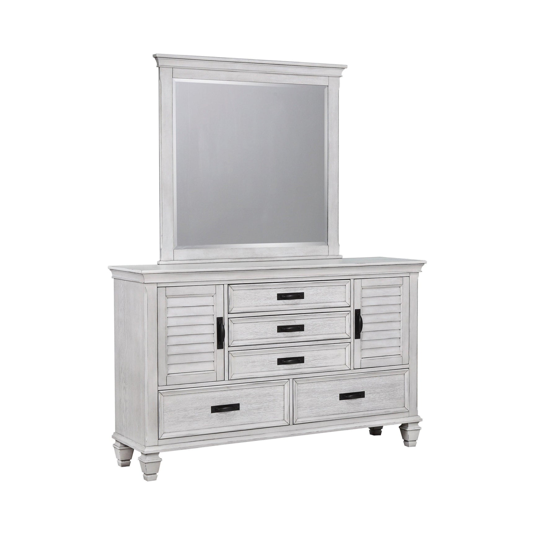 Franco Rectangular Mirror close-up of antique white frame details