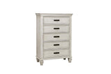 Franco 5-Drawer Chest Antique White angled side view