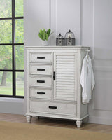 Franco 5-Drawer Door Chest Antique White front detail