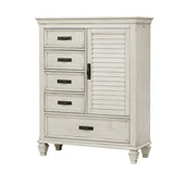 Franco 5-Drawer Door Chest Antique White side angle