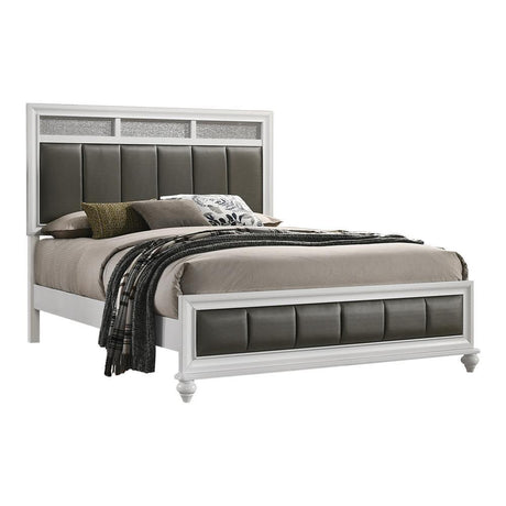 Barzini Eastern King Upholstered Panel Bed white view from front