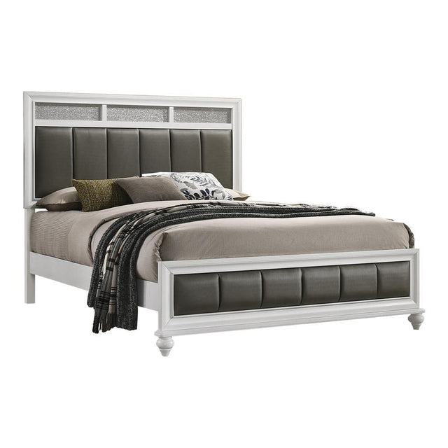 Barzini Eastern King Upholstered Panel Bed white view from front