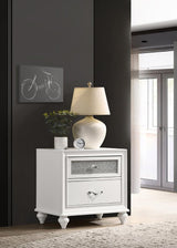 Barzini white 2-drawer nightstand front view