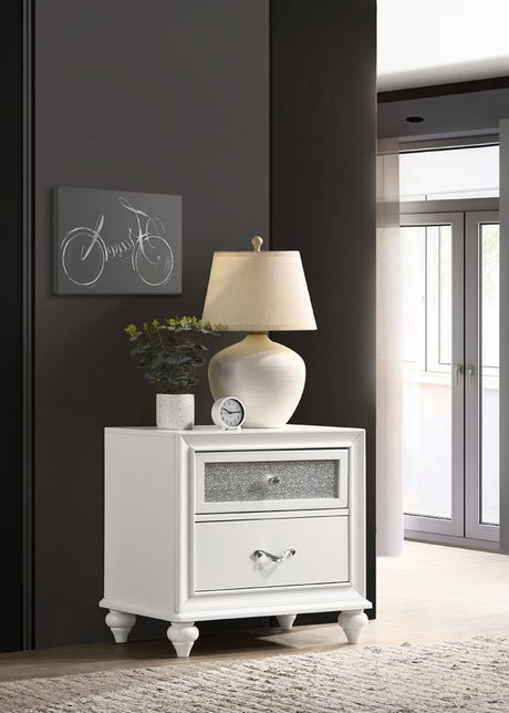Barzini white 2-drawer nightstand front view