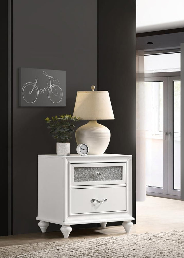 Barzini white 2-drawer nightstand front view