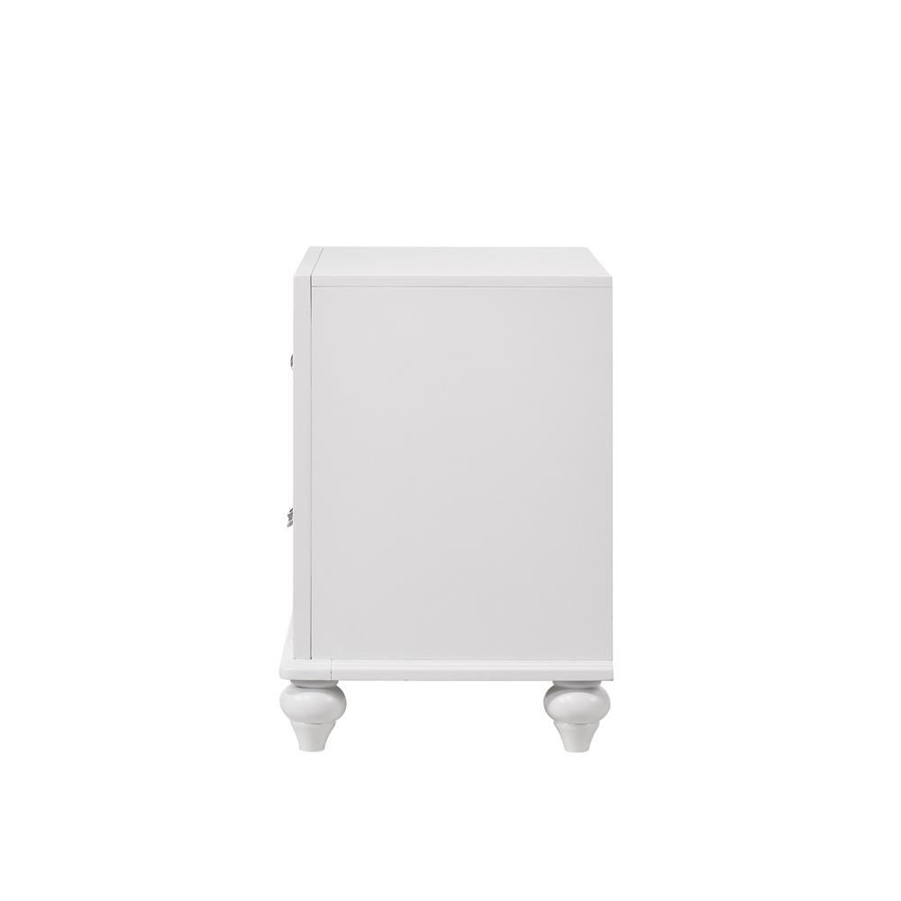 Close-up of Barzini nightstand faceted crystal drawer hardware