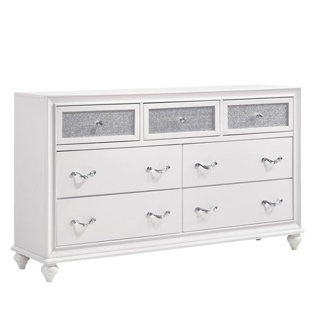 Barzini 7-Drawer White Dresser angled front right