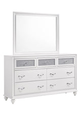 Close-up of beveled white wooden frame on Barzini Mirror