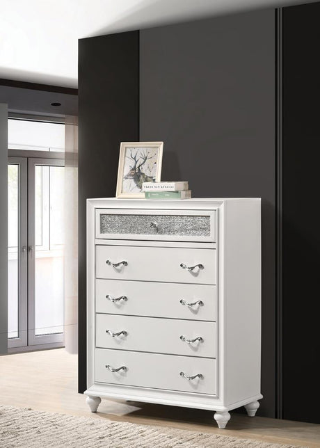 Barzini 5-Drawer Chest White front angle