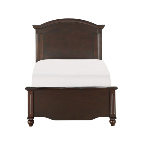 Meghan espresso full panel bed front angle