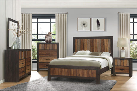 main view of Cooper dark ebony mahogany panel bedroom set bed
