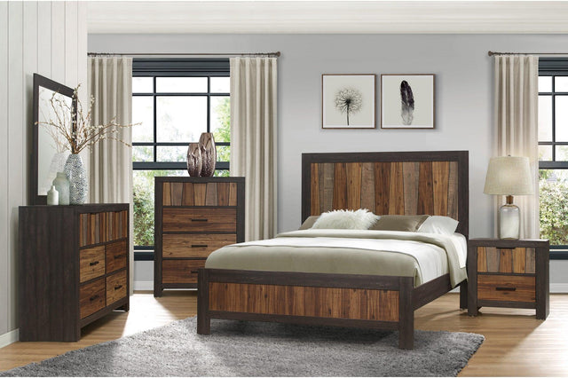 main view of Cooper dark ebony mahogany panel bedroom set bed