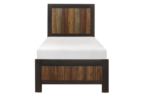 bedroom view of Cooper dark ebony mahogany panel bedroom set bed