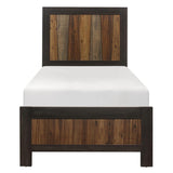 Cooper Multi-Tone Twin Bed with wire-brushed faux-wood veneer, front view