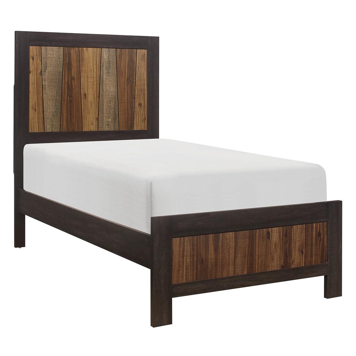 Cooper Multi-Tone Twin Bed side view showing panel headboard and footboard