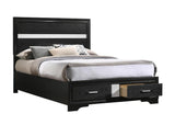 Miranda Full Storage Bed Black footboard drawers open