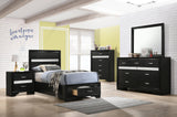 Side view of Miranda Twin Storage Bed with storage drawers open