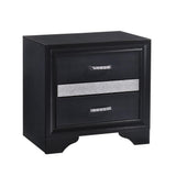 Side angle of Miranda black nightstand highlighting silhouette