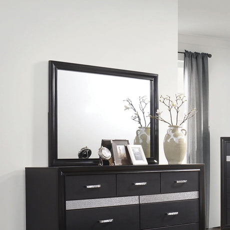 Full view of Miranda Black King Storage Bed in bedroom setting