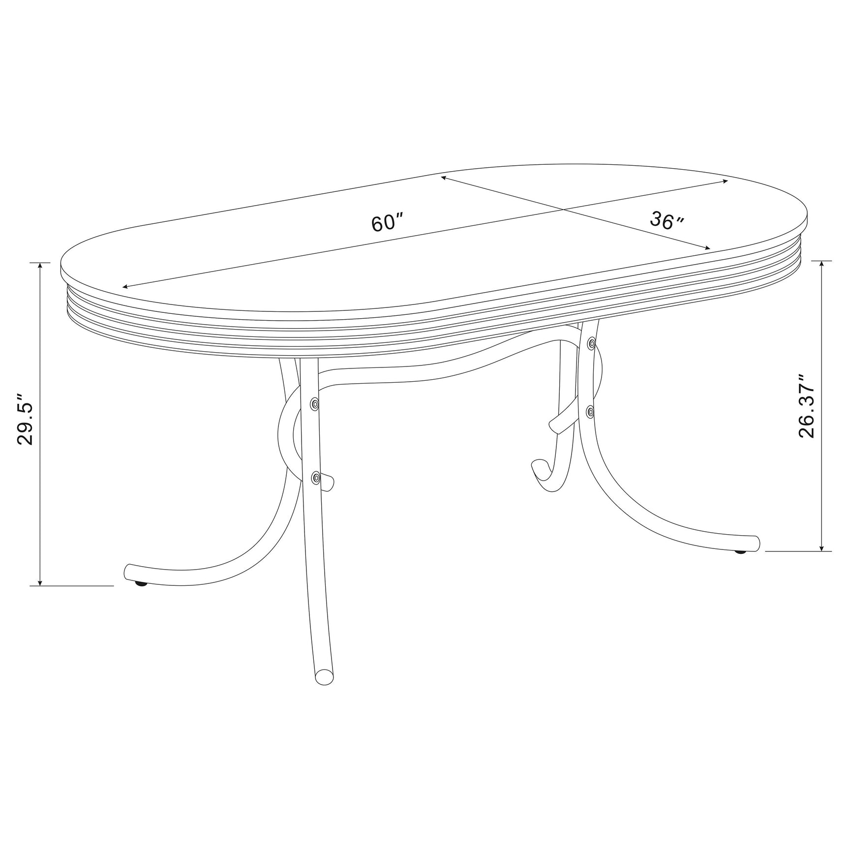 Detail view of Retro White Red Oval Dining Room Set dining room furniture