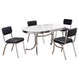 room view of Coaster Retro White Black Oval Dining Set
