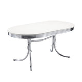 detail view of Coaster Retro White Black Oval Dining Set