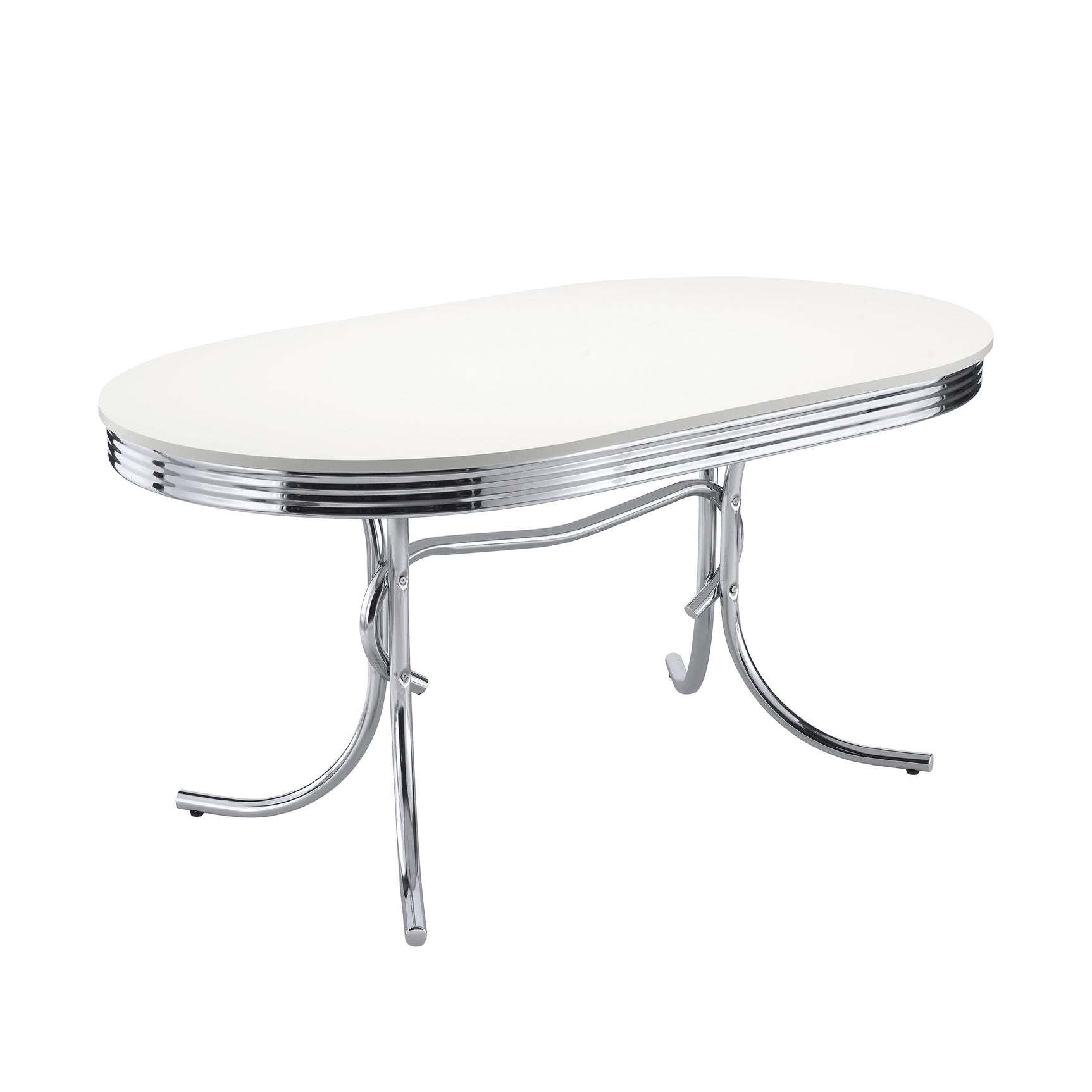 detail view of Coaster Retro White Black Oval Dining Set