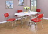 Retro Oval Dining Table Glossy White and Chrome side profile