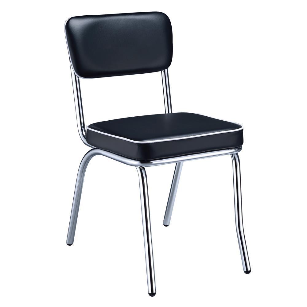 Coaster Retro Black and Chrome Open Back Dining Chairs front view