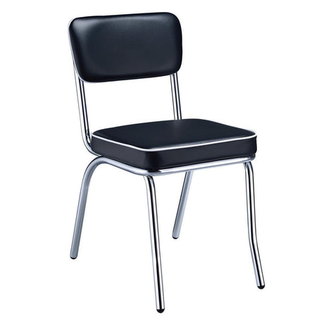 Coaster Retro Black and Chrome Open Back Dining Chairs front view