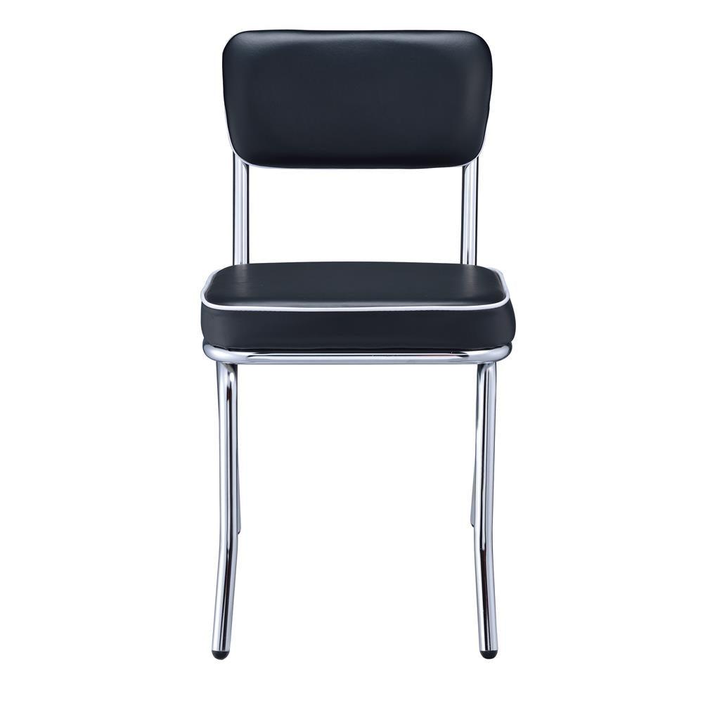 Coaster Retro Black and Chrome Open Back Dining Chairs side view