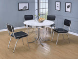 Coaster Retro Black and Chrome Dining Chairs paired at dining table