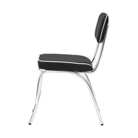 Coaster Retro Black and Chrome Dining Chair seating detail