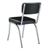 Coaster Retro Black and Chrome Dining Chairs rear leg curve detail