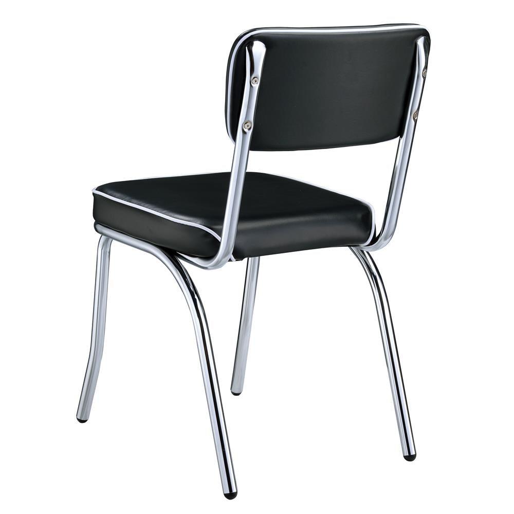 Coaster Retro Black and Chrome Dining Chairs rear leg curve detail