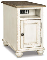 Realyn White/Brown 2 End Tables — angled view