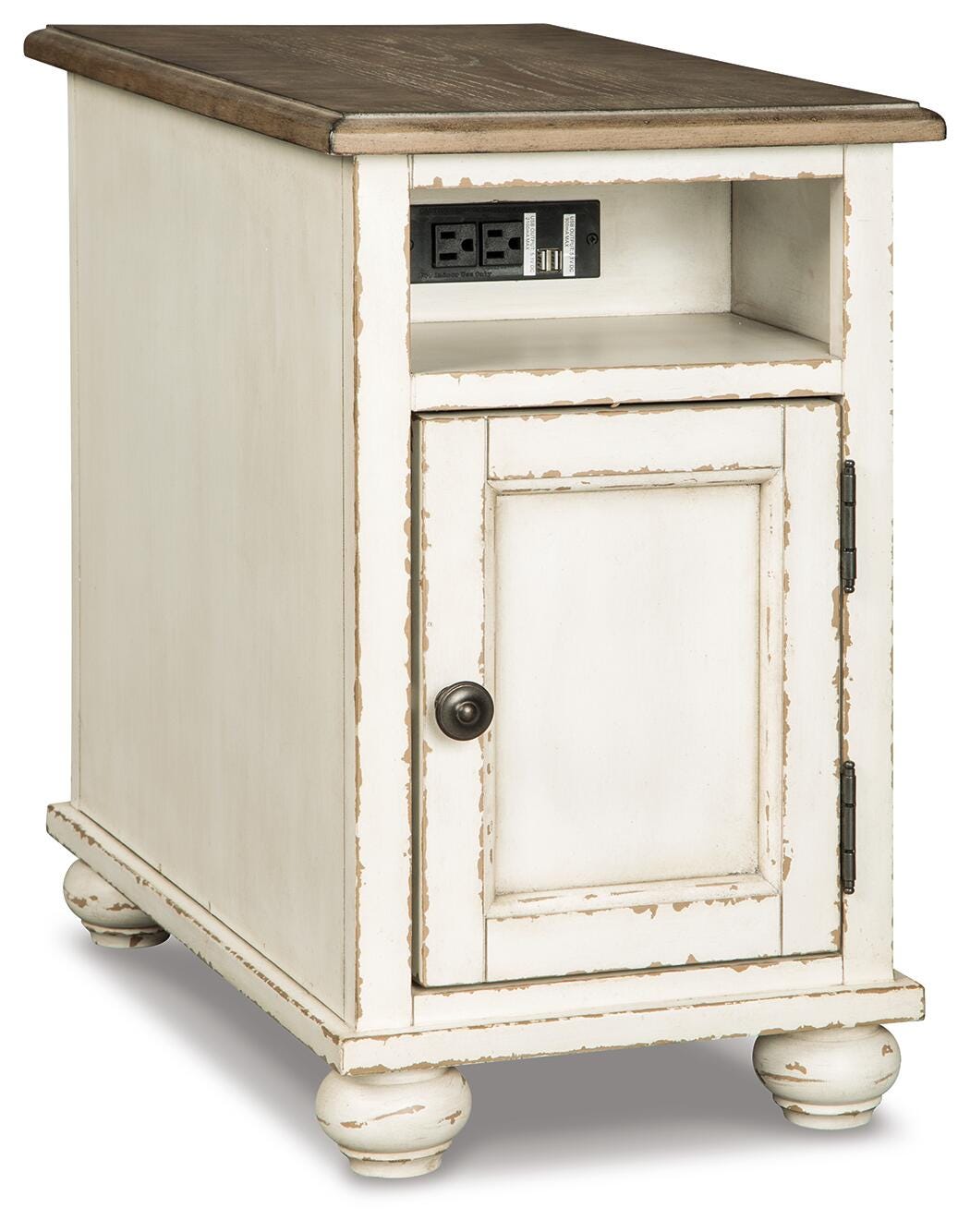 Realyn White/Brown 2 End Tables — angled view