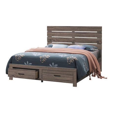 Brantford Eastern King Storage Bed Barrel Oak front angle