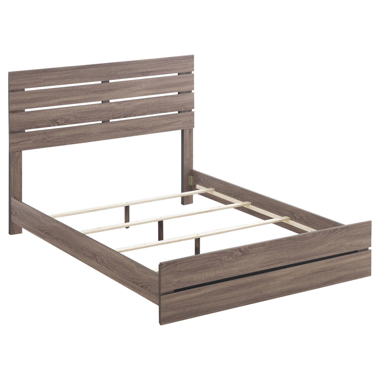 Brantford Queen Panel Bed in Barrel Oak, detail of wood grain on headboard