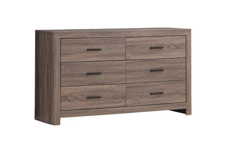 Close-up of dark bronze drawer pull handle on Brantford dresser