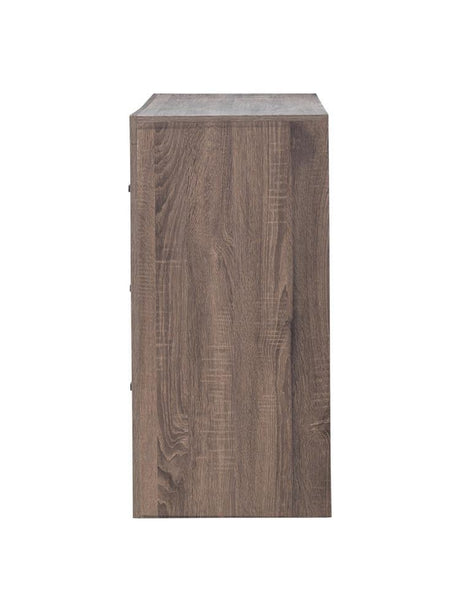 Side angle of Brantford dresser highlighting beveled top edges