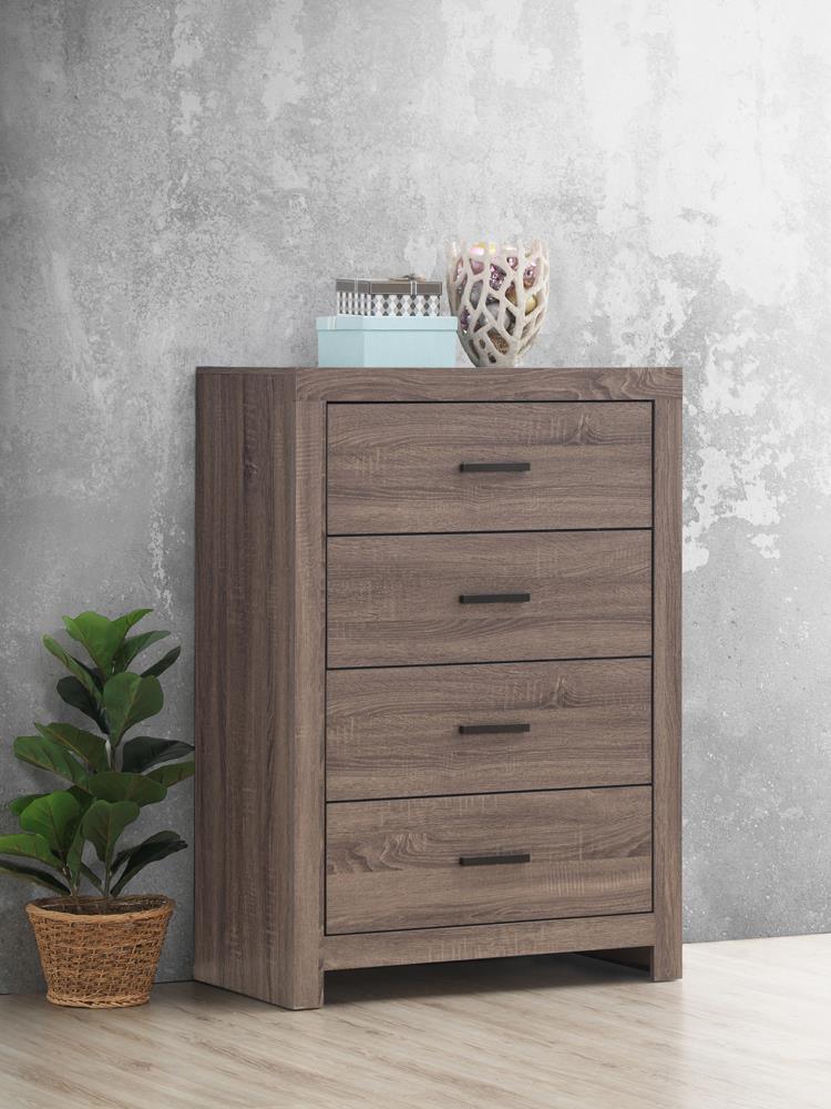 Brantford 4-Drawer Chest in barrel oak finish front angle view