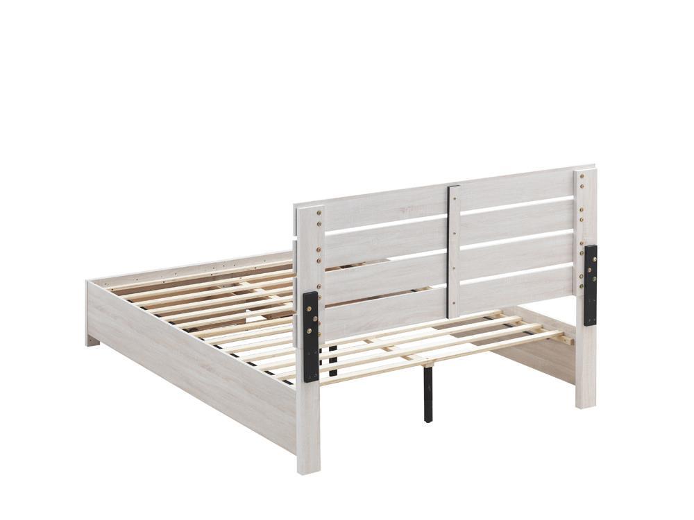 Brantford Coastal White Queen Storage Bed footboard with drawers closed
