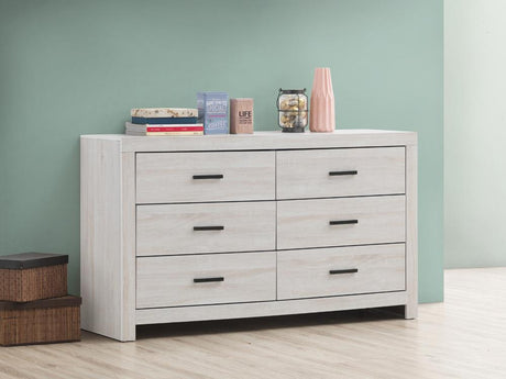 Brantford 6-Drawer Dresser in coastal white, front view