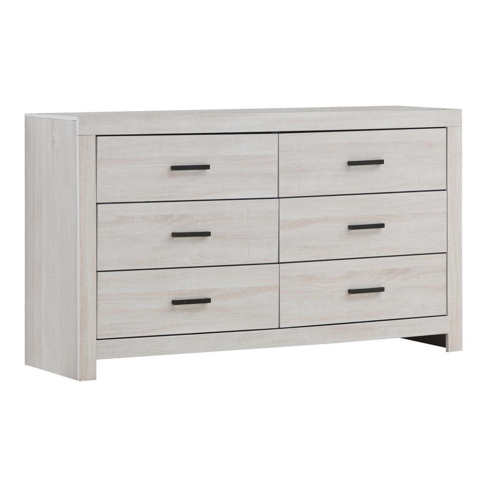 Brantford dresser side angle showing drawer depth and finish