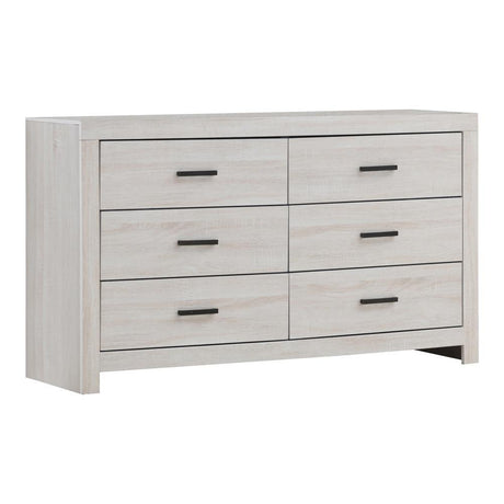Brantford dresser side angle showing drawer depth and finish