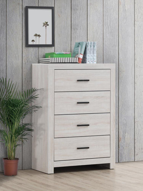 Brantford 4-Drawer Chest Coastal White front angle